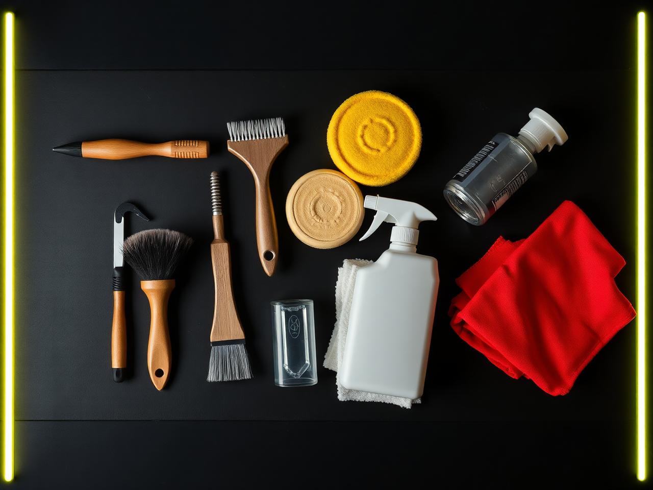 Flat-lay of detailing tools